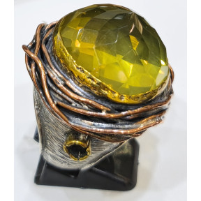 Bague Quartz Vert Argent 925 Cuivre et Laiton Taille 54