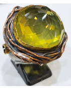 Bague Quartz Vert Argent 925 Cuivre et Laiton Taille 54