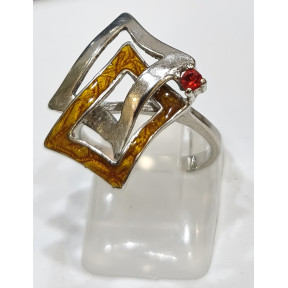 Bague Rubis de Synthèse et Email Argent 925 Taille 51