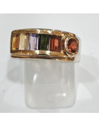 Bague Grenat Tourmaline Topaze Impériale Améthyste Or 18 carats Taille 56