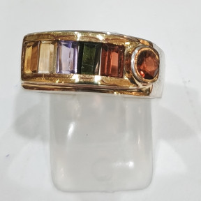 Bague Grenat Tourmaline Topaze Impériale Améthyste Or 18 carats Taille 56