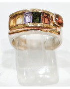 Bague Grenat Tourmaline Topaze Impériale Améthyste Or 18 carats Taille 56