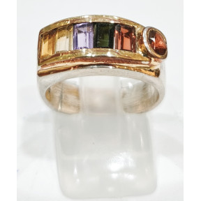 Bague Grenat Tourmaline Topaze Impériale Améthyste Or 18 carats Taille 56