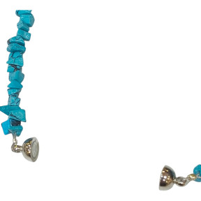 Bracelet Turquoise Baroque Acier avec Fermoir Aimants Longueur 18/19 cm