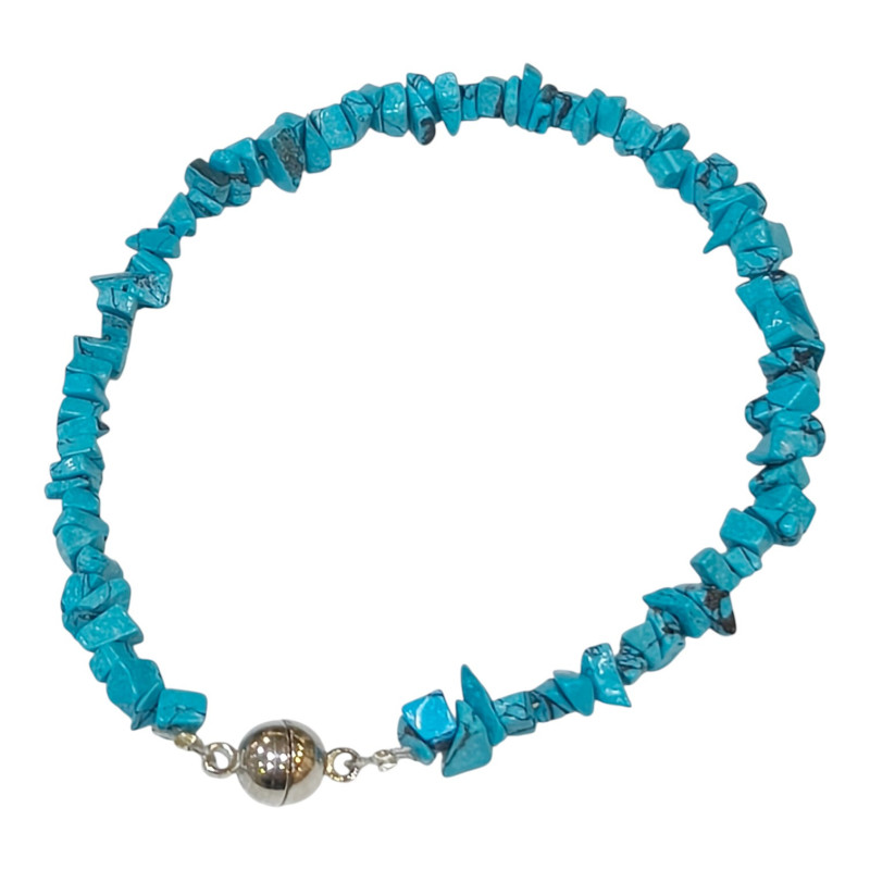 Bracelet Turquoise Baroque Acier avec Fermoir Aimants Longueur 18/19 cm
