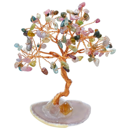 Arbre du bonheur Tourmaline Multicolore 10 cm