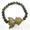 Bracelet Obsidienne Dorée Pierres Rondes 8 mm Poisson Jaspe