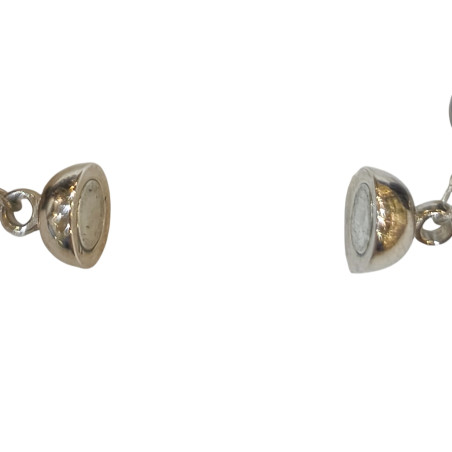 Bracelet Sugilite et Perles d'Eau Douce Grain de Riz Baroque Acier avec Fermoir Aimants Longueur 18/19 cm