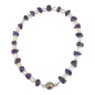 Bracelet Sugilite et Perles d'Eau Douce Grain de Riz Baroque Acier avec Fermoir Aimants Longueur 18/19 cm
