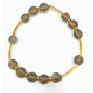Bracelet Quartz Fumé Pierres Rondes 8 mm Doré