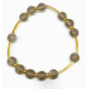 Bracelet Quartz Fumé Pierres Rondes 8 mm Doré