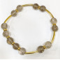 Bracelet Quartz Fumé Pierres Rondes 8 mm Doré