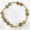 Bracelet Quartz Fumé Pierres Rondes 8 mm Doré