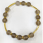 Bracelet Quartz Fumé Pierres Rondes 8 mm Doré