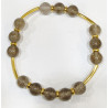 Bracelet Quartz Fumé Pierres Rondes 8 mm Doré