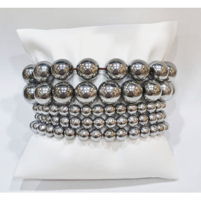 Bracelet Hématite Argent Pierres Rondes