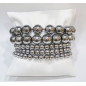 Bracelet Hématite Argent Pierres Rondes