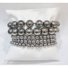 Bracelet Hématite Argent Pierres Rondes