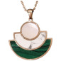 Pendentif Malachite Howlite et Nacre avec Chaîne Acier Plaqué or Rose 45 + 5 cm