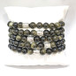 Bracelet Obsidienne Dorée avec Insert Pierres Rondes 8 mm