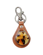 Porte-clés Ambre Cuir Marron avec Mousqueton