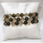 Bracelet Quartz Fumé et Obsidienne Dorée Pierres Rondes 8 mm