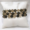 Bracelet Quartz Fumé et Obsidienne Dorée Pierres Rondes 8 mm