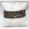 Bracelet Quartz Fumé Morion et Obsidienne Dorée Pierres Rondes 8 mm