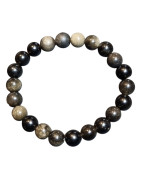 Bracelet Obsidienne Dorée Pierres Rondes 8 mm