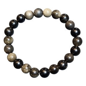 Bracelet Obsidienne Dorée Pierres Rondes 8 mm