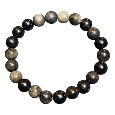 Bracelet Obsidienne Dorée Pierres Rondes 8 mm