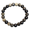 Bracelet Obsidienne Dorée Pierres Rondes 8 mm