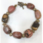 Bracelet Rhodonite Pierres Roulées avec Inserts et Fermoir