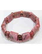 Bracelet Rhodochrosite Pierres Rondes et Carrées