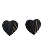Boucles Bakélite Cœur Noir Vintage
