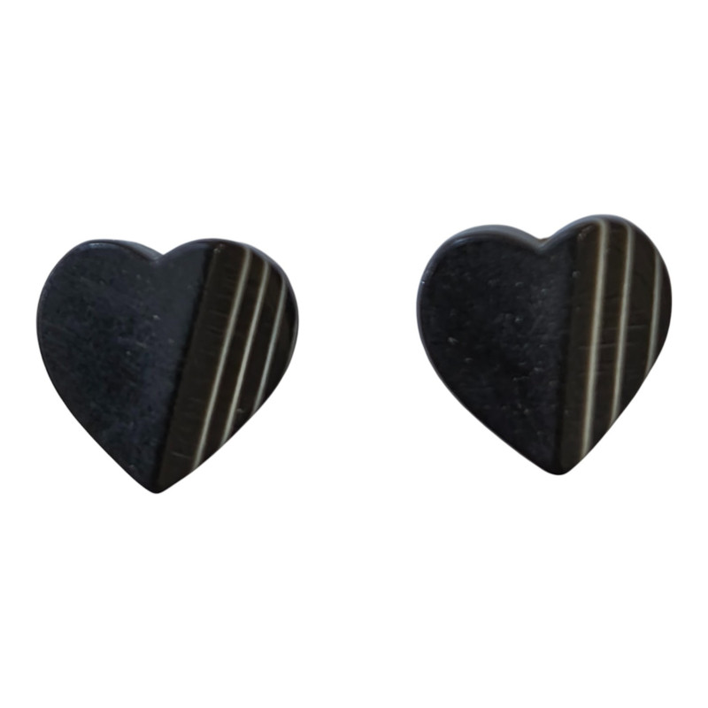 Boucles Bakélite Cœur Noir Vintage