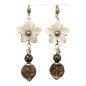 Boucles Nacre Fleur Perles Hématite Quartz Fumé