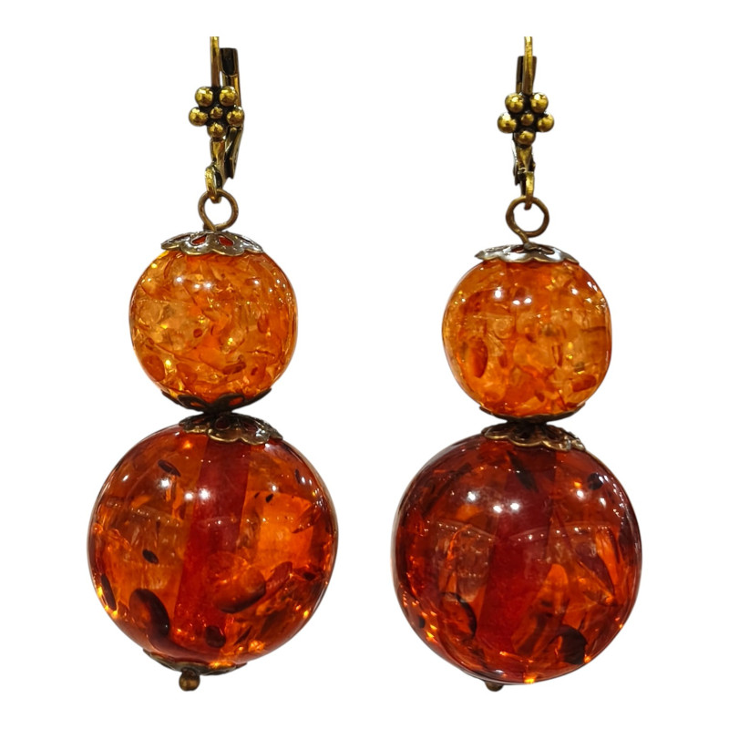 Boucles Ambre Copal Laiton