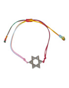 Bracelet Zirconium Etoile de David Cordon Tissus Réglable