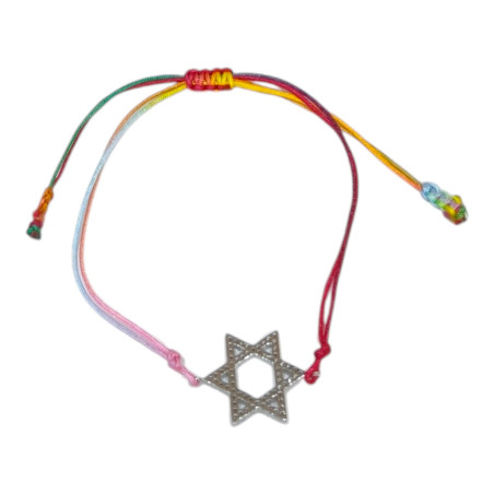 Bracelet Zirconium Etoile de David Cordon Tissus Réglable