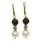 Boucles Onyx Mate Perles Plaquées Or