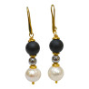 Boucles Onyx Mat Perles Plaquées Or