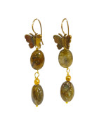 Boucles Labradorite Papillons Plaquées Or