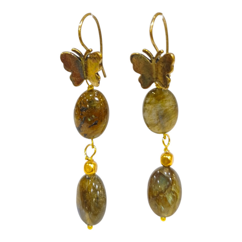 Boucles Labradorite Papillons Plaquées Or