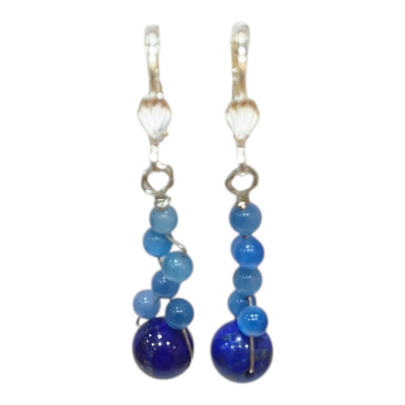 Boucles Lapis-lazuli Angélite Plaquées Or