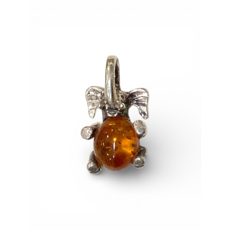 Pendentif Ambre Éléphant Argent 925