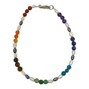 Bracelet Perle d'Eau Douce 7 Chakras avec Fermoir