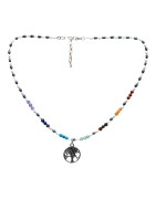 Collier Perles Eau Douce 7 Chakras et Arbre de Vie