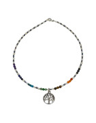 Collier Perles Eau Douce 7 Chakras et Arbre de Vie
