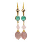Boucles Agate et Quartz Rose Plaquées Or